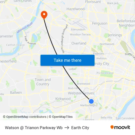 Watson @ Trianon Parkway Wb to Earth City map