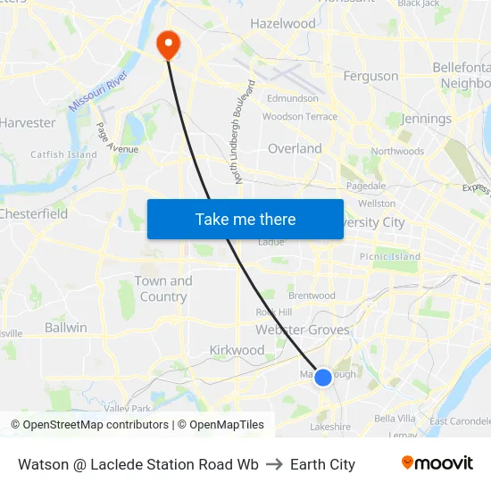 Watson @ Laclede Station Road Wb to Earth City map