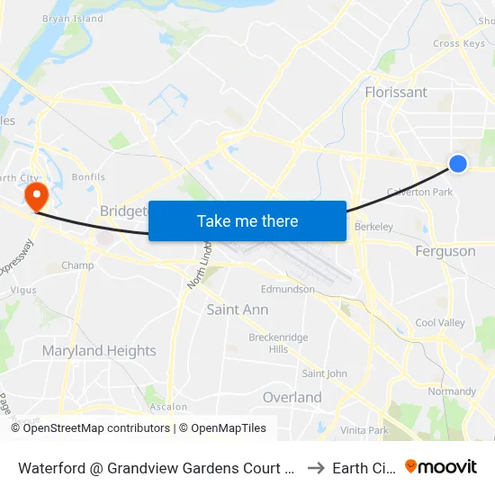 Waterford @ Grandview Gardens Court Sb to Earth City map