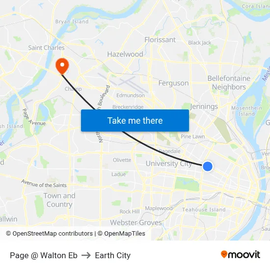 Page @ Walton Eb to Earth City map