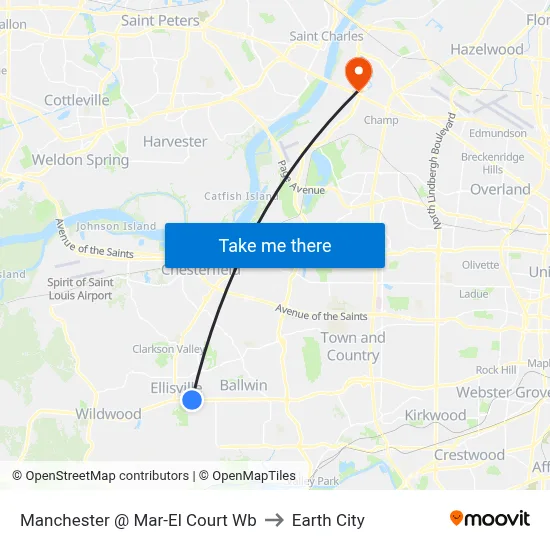 Manchester @ Mar-El Court Wb to Earth City map
