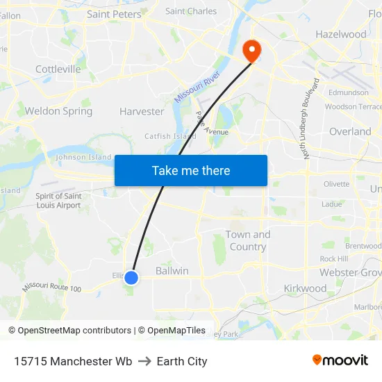 15715 Manchester Wb to Earth City map