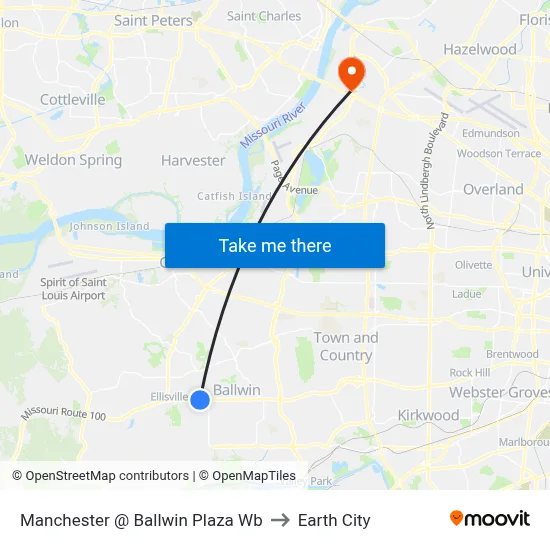 Manchester @ Ballwin Plaza Wb to Earth City map