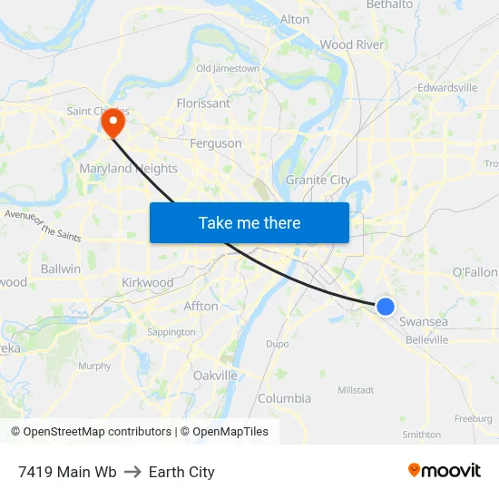 7419 Main Wb to Earth City map