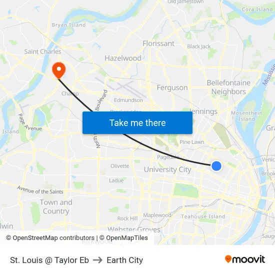 St. Louis @ Taylor Eb to Earth City map