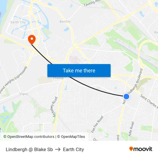 Lindbergh @ Blake Sb to Earth City map