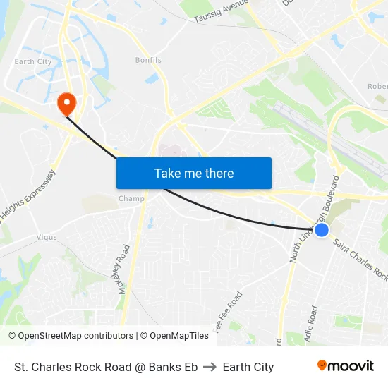 St. Charles Rock Road @ Banks Eb to Earth City map