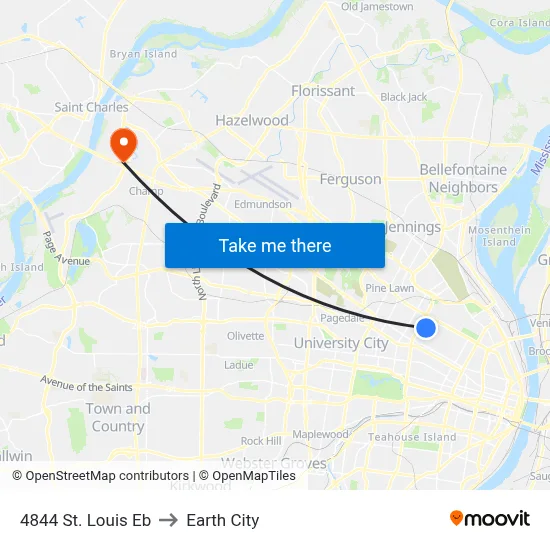 4844 St. Louis Eb to Earth City map