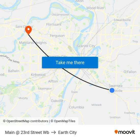 Main @ 23rd Street Wb to Earth City map
