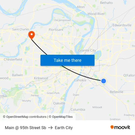 Main @ 95th Street Sb to Earth City map