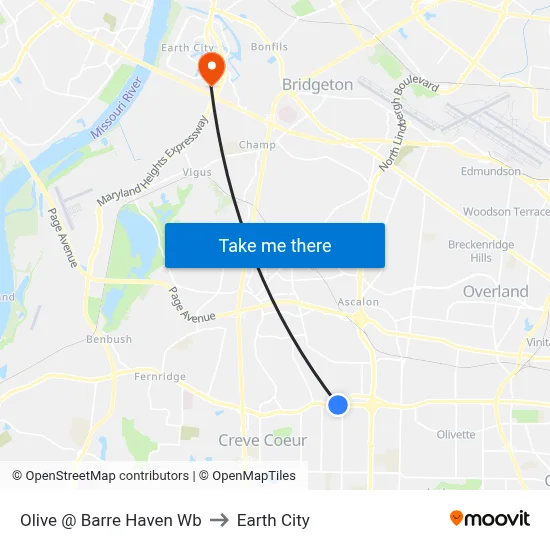 Olive @ Barre Haven Wb to Earth City map