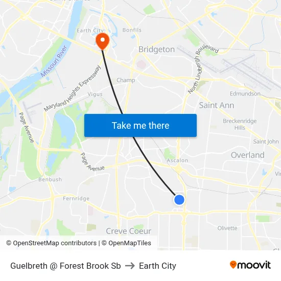 Guelbreth @ Forest Brook Sb to Earth City map