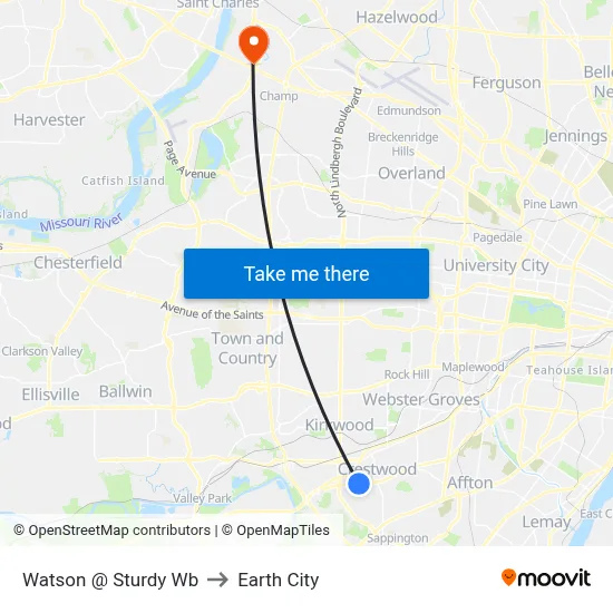 Watson @ Sturdy Wb to Earth City map