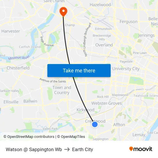 Watson @ Sappington Wb to Earth City map