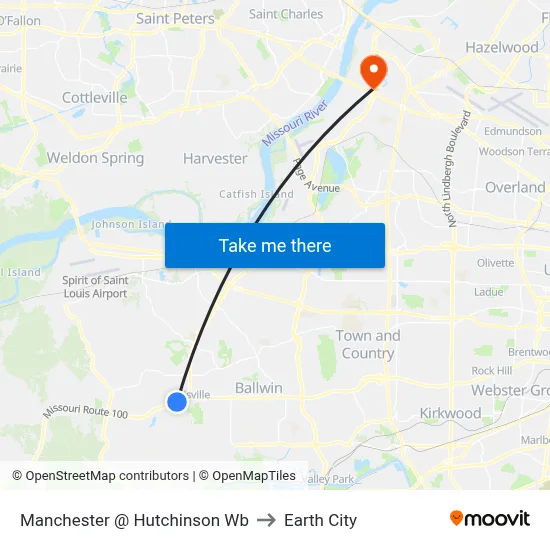Manchester @ Hutchinson Wb to Earth City map
