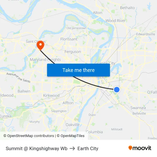 Summit @ Kingshighway Wb to Earth City map