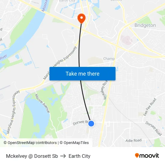 Mckelvey @ Dorsett Sb to Earth City map