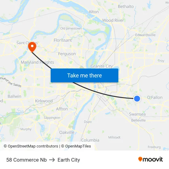 58 Commerce Nb to Earth City map