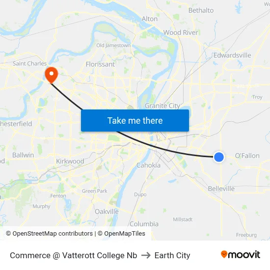 Commerce @ Vatterott College Nb to Earth City map