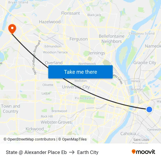 State @ Alexander Place Eb to Earth City map