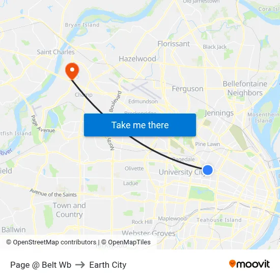 Page @ Belt Wb to Earth City map