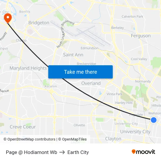 Page @ Hodiamont Wb to Earth City map