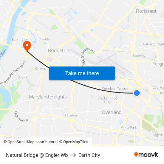Natural Bridge @ Engler Wb to Earth City map