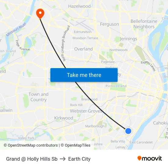 Grand @ Holly Hills Sb to Earth City map