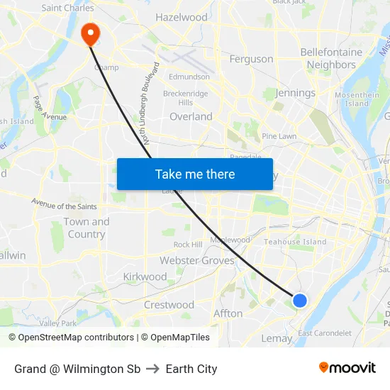 Grand @ Wilmington Sb to Earth City map
