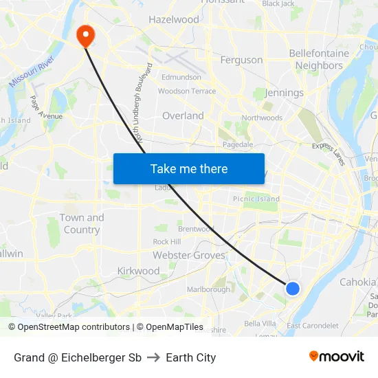 Grand @ Eichelberger Sb to Earth City map