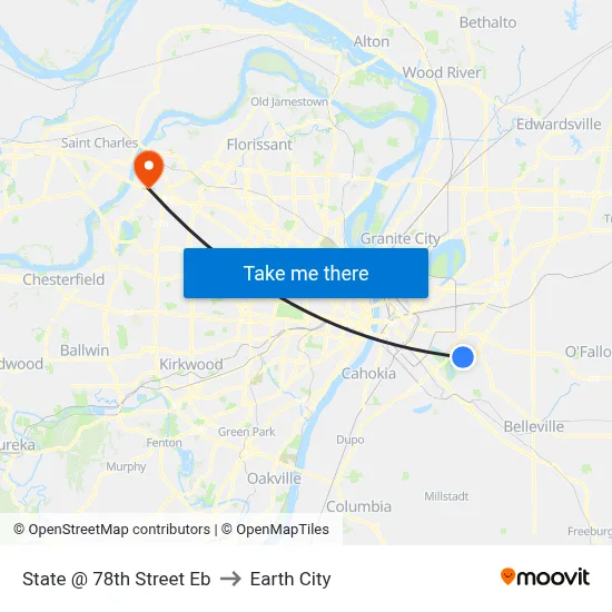 State @ 78th Street Eb to Earth City map