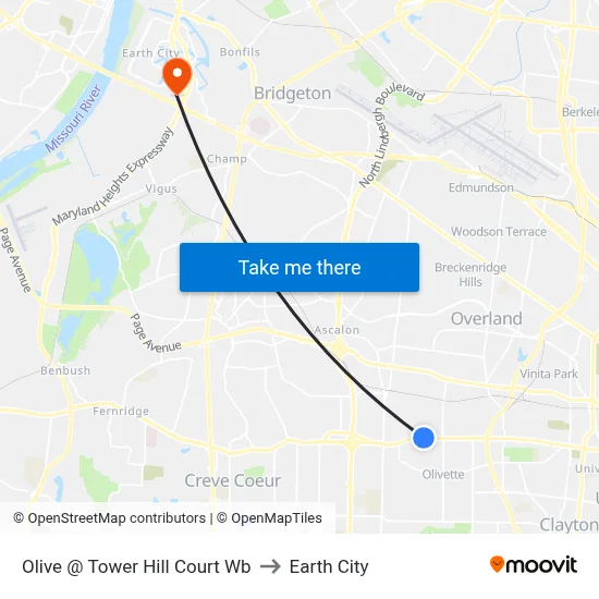 Olive @ Tower Hill Court Wb to Earth City map