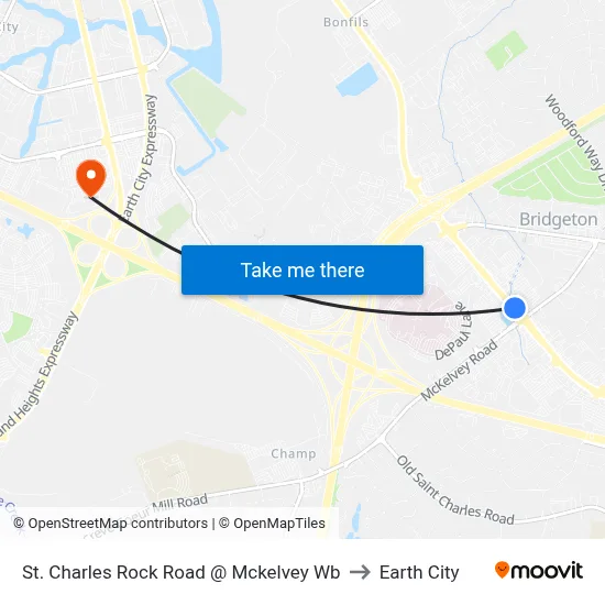 St. Charles Rock Road @ Mckelvey Wb to Earth City map