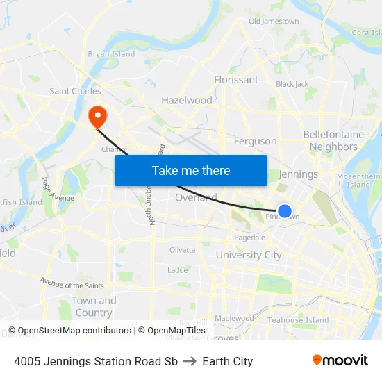 4005 Jennings Station Road Sb to Earth City map