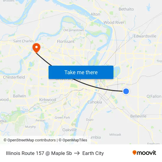 Illinois Route 157 @ Maple Sb to Earth City map