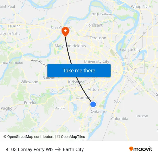 4103 Lemay Ferry Wb to Earth City map
