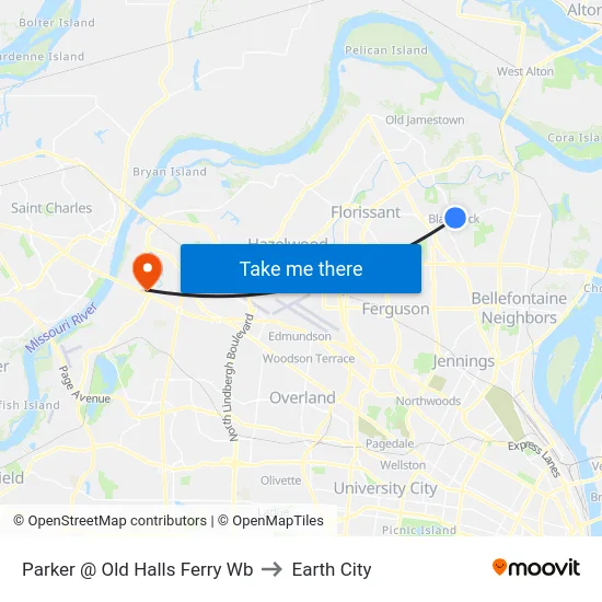 Parker @ Old Halls Ferry Wb to Earth City map