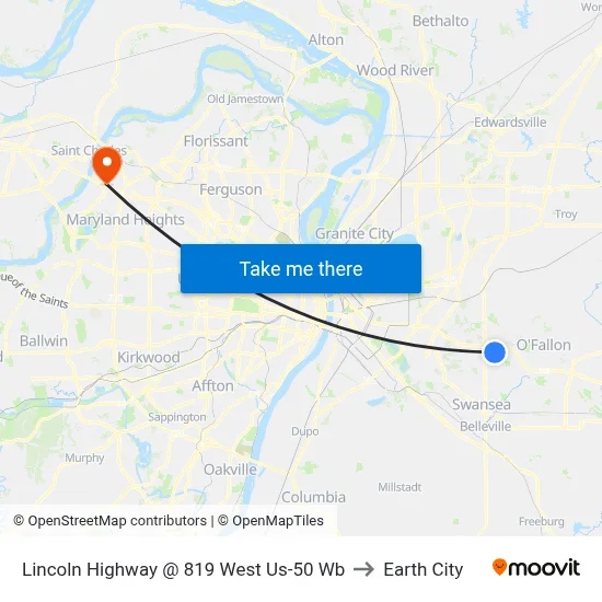 Lincoln Highway @ 819 West Us-50 Wb to Earth City map