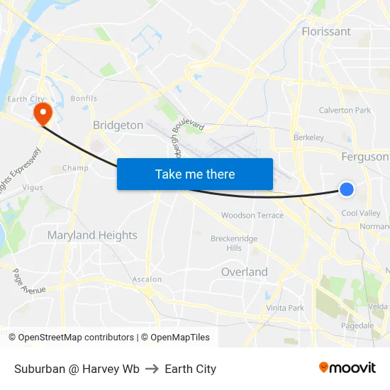 Suburban @ Harvey Wb to Earth City map
