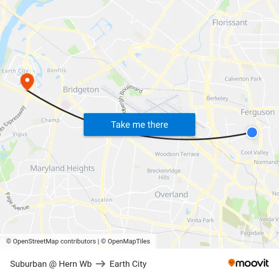 Suburban @ Hern Wb to Earth City map
