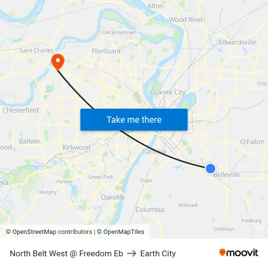 North Belt West @ Freedom Eb to Earth City map