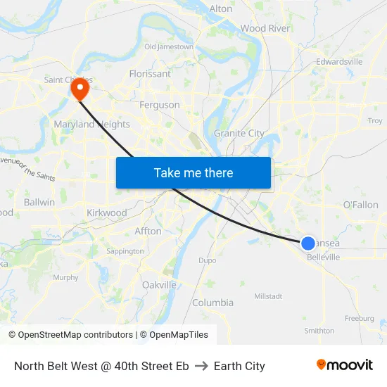 North Belt West @ 40th Street Eb to Earth City map