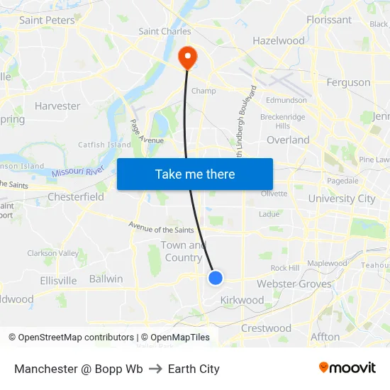 Manchester @ Bopp Wb to Earth City map