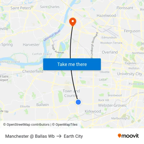 Manchester @ Ballas Wb to Earth City map