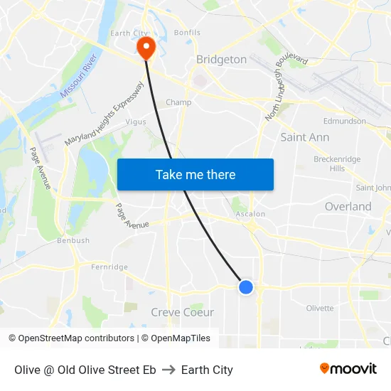Olive @ Old Olive Street Eb to Earth City map