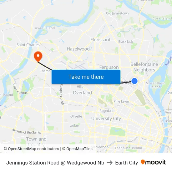 Jennings Station Road @ Wedgewood Nb to Earth City map