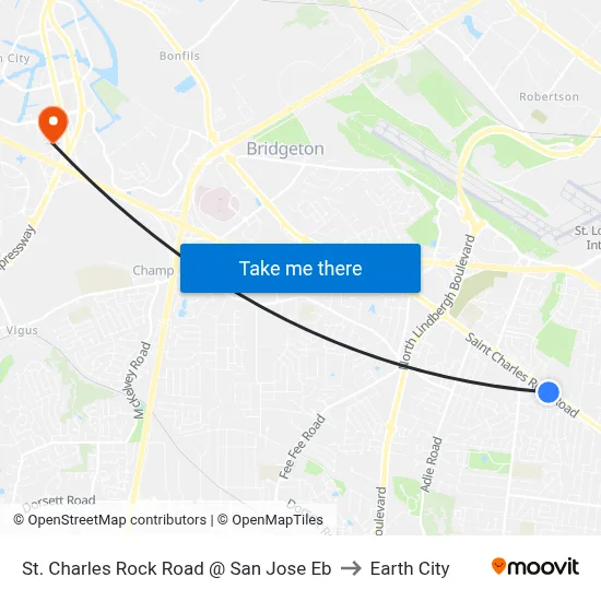 St. Charles Rock Road @ San Jose Eb to Earth City map