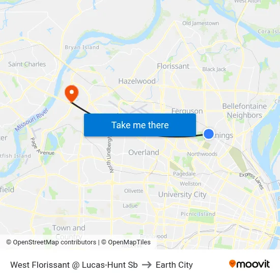 West Florissant @ Lucas-Hunt Sb to Earth City map