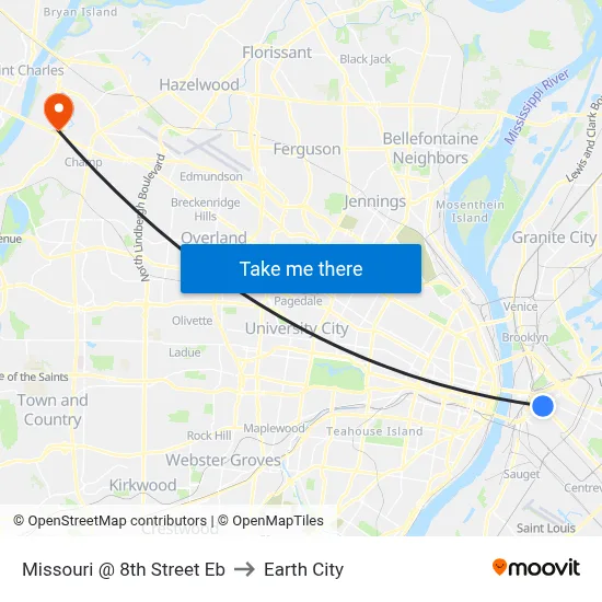 Missouri @ 8th Street Eb to Earth City map