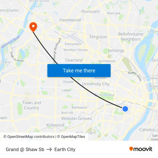 Grand @ Shaw Sb to Earth City map